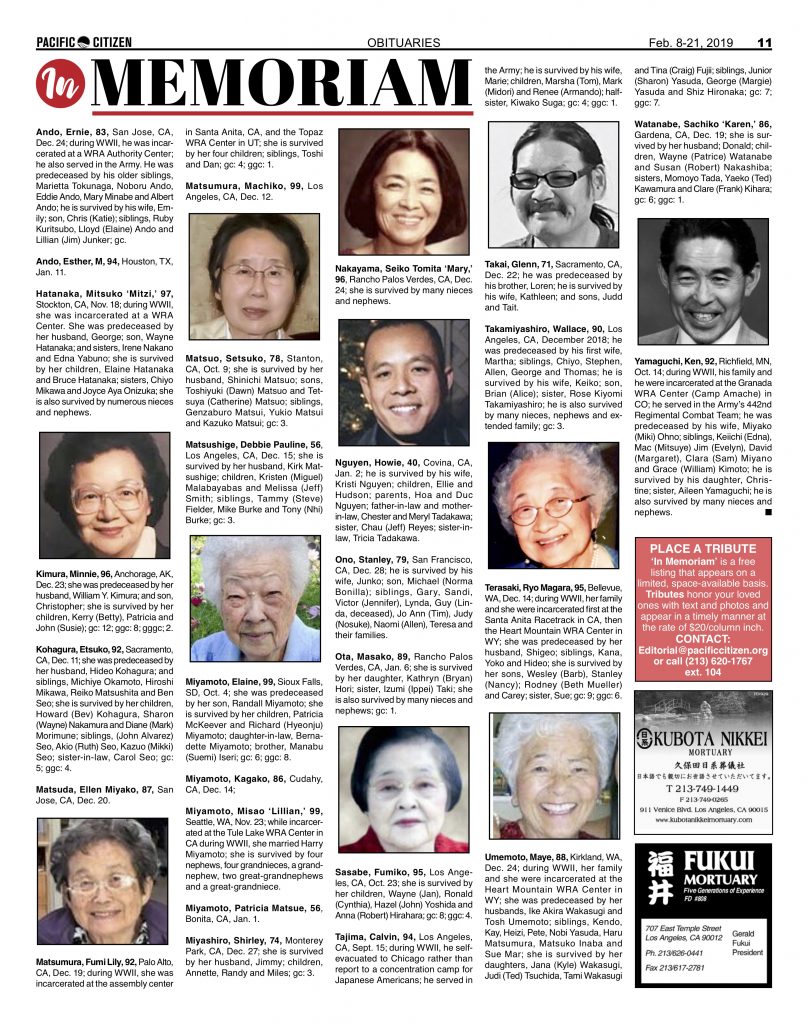 2019 Obituaries – Pacific Citizen