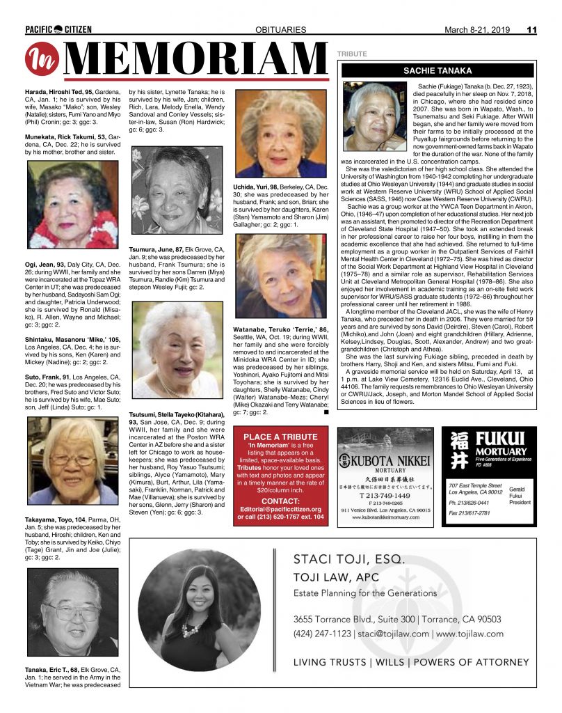 2019 Obituaries – Pacific Citizen