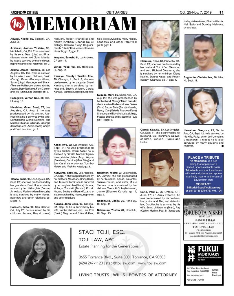 2019 Obituaries – Pacific Citizen