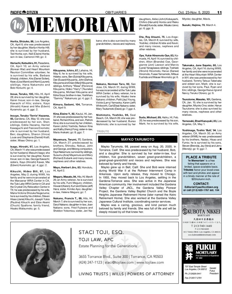 2020 Obituaries – Pacific Citizen